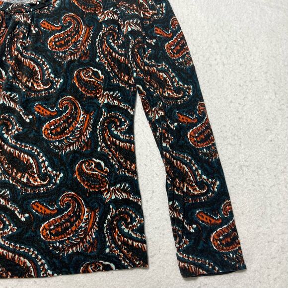 Talbots Women’s Medium Long Sleeve Paisley Patterned Pullover T Shirt Top - Picture 4 of 12